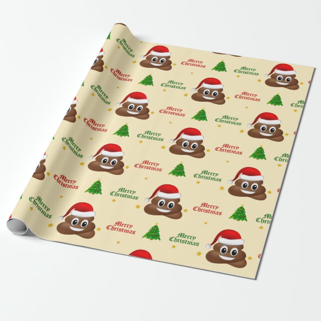 "christmas poo emoji" med papper stöt presentpapper (Utrullad)