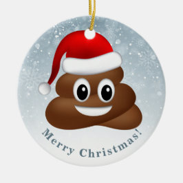christmas poo emoji med Santa hat Julgransprydnad Keramik