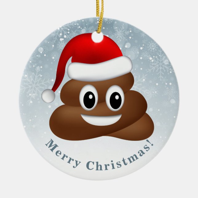 christmas poo emoji med Santa hat Julgransprydnad Keramik (Framsidan)