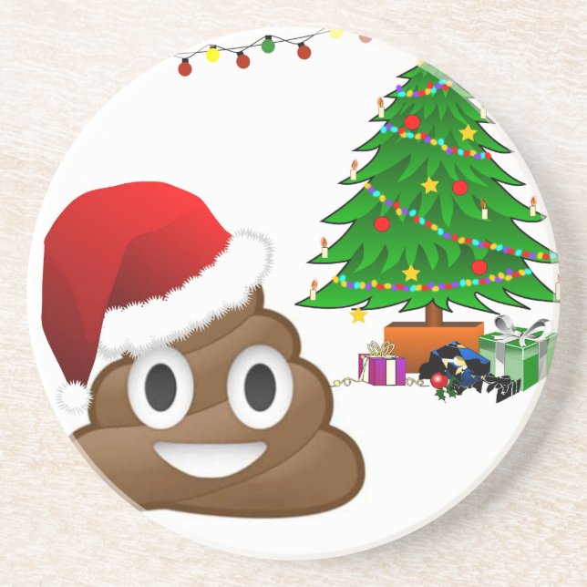 christmas poo emoji underlägg sandsten (Framsidan)