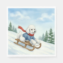 Christmas Poodle Sledding, Napkins Pappersservett