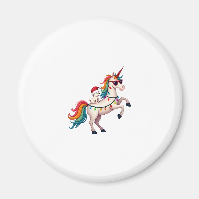 Christmas Poodle Unicorn Sunglasses Poodles Tank T Magnet (Framsidan)