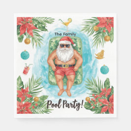 Christmas Pool Party with Santa Claus Pappersservett