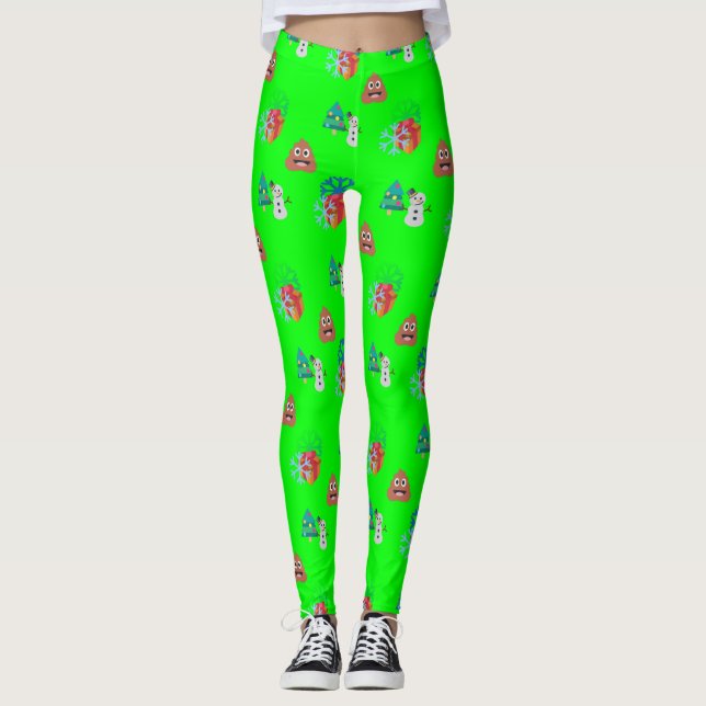 Christmas poop emoji julafton leggings (Framsida)