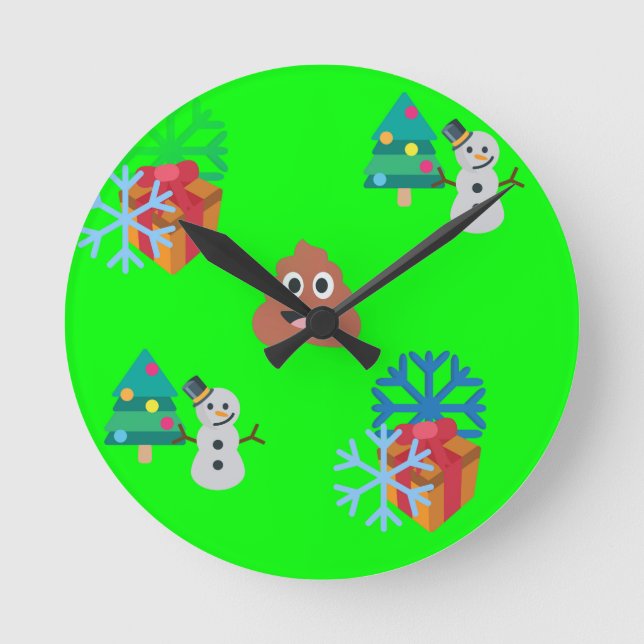 christmas poop emoji rund klocka (Framsida)