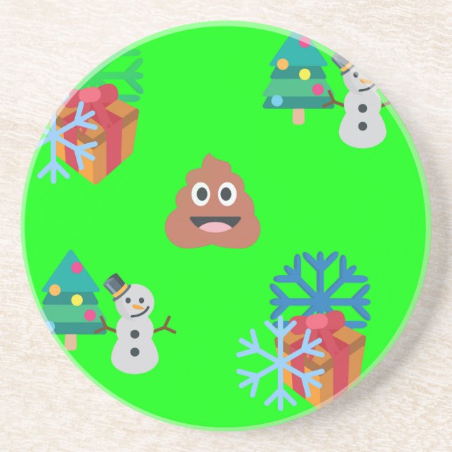 christmas poop emoji underlägg sandsten (Framsidan)