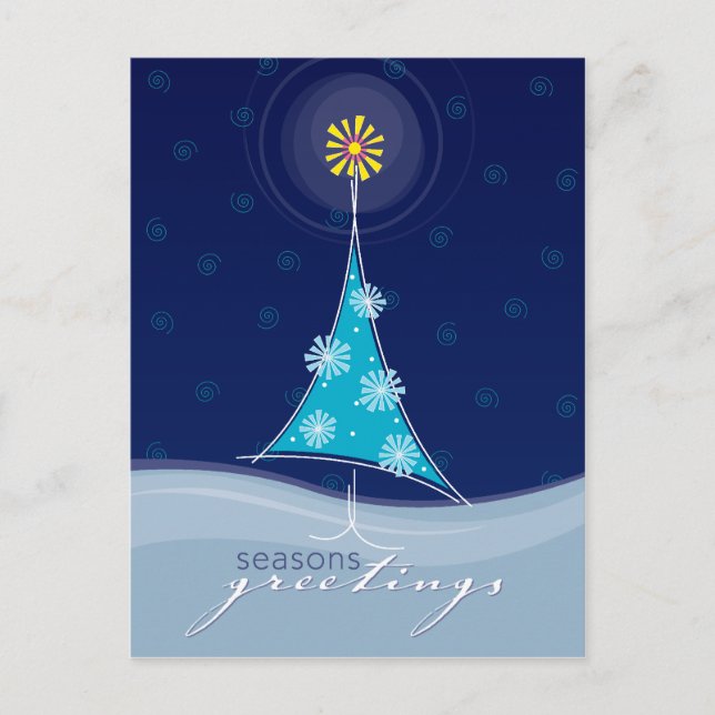 CHRISTMAS POSTCARD: whimsical christmastree 2P Helg Vykort (Framsida)