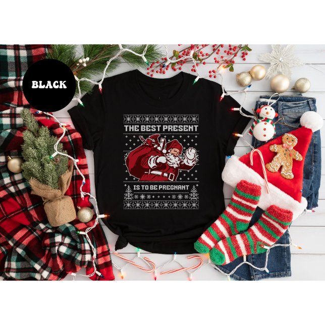 Christmas Pregnancy Announcement Present T Shirt (Skapare uppladdad)