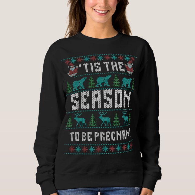 Christmas Pregnancy Announcement 'Tis The Season  T Shirt (Framsida)
