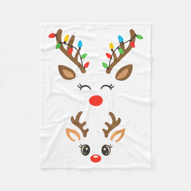 Christmas Pregnancy Reindeer Xmas Lights New Mom T Fleecefilt (Framsidan)