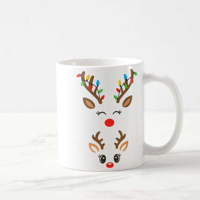 Christmas Pregnancy Reindeer Xmas Lights New Mom T Kaffemugg (Höger)