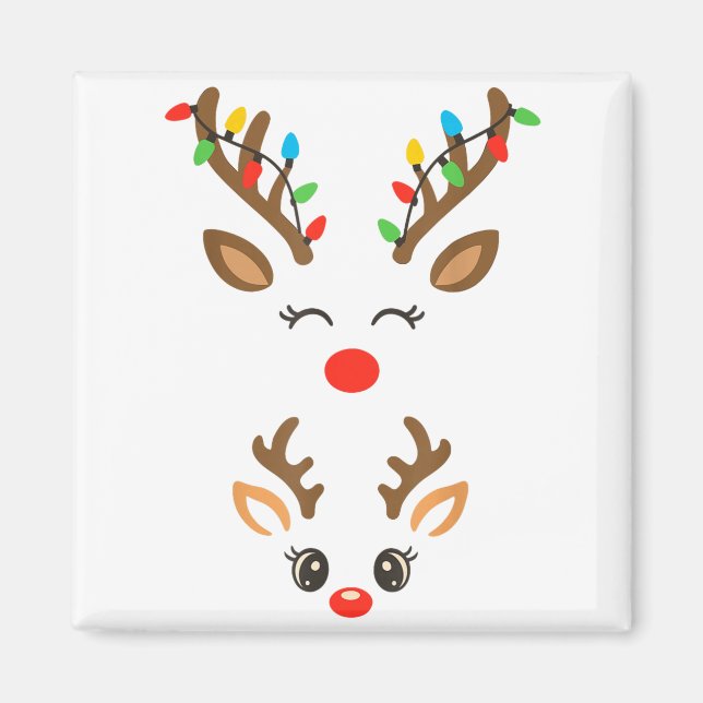 Christmas Pregnancy Reindeer Xmas Lights New Mom T Magnet (Framsidan)