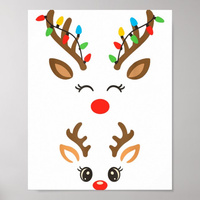 Christmas Pregnancy Reindeer Xmas Lights New Mom T Poster (Framsidan)