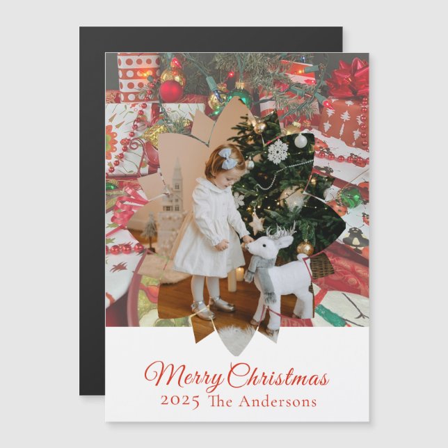 Christmas Present Photo Holiday Magnetic  (Fram/baksida)