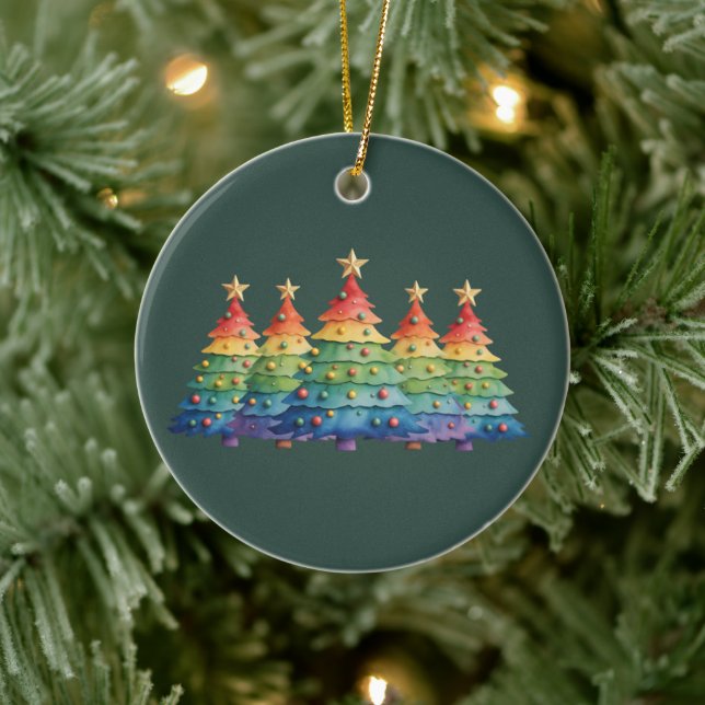 Christmas Pride Rainbow LGBTQ Equal Rights Gay  Julgransprydnad Keramik (Träd)