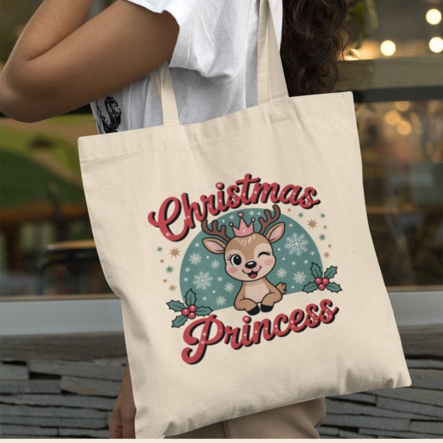 Christmas Princess | Cute Girly Reindeer Christmas Tygkasse (Skapare uppladdad)