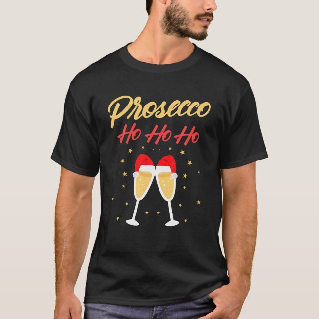 Christmas Prosecco Ho Ho Christmas Party Christmas T Shirt (Framsida)