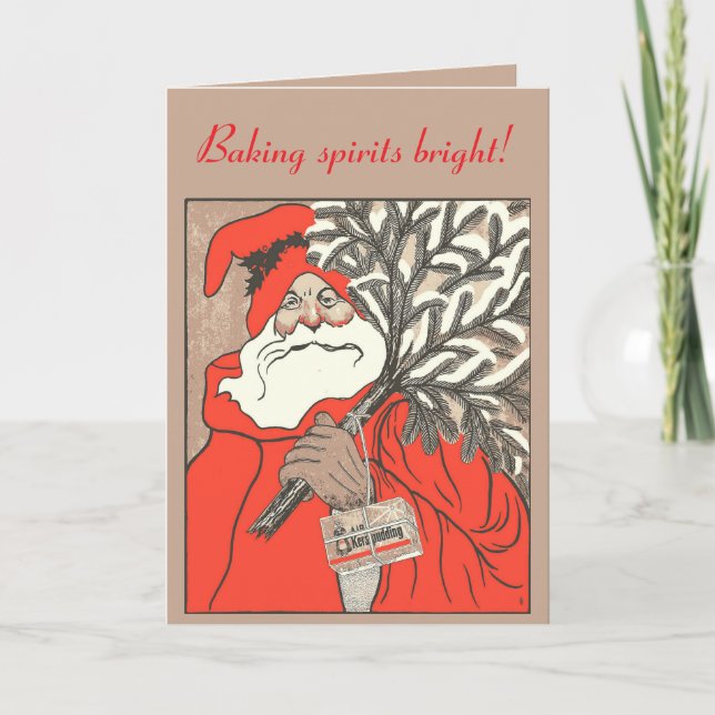 Christmas Pudding And Germanic Santa Vector Kort (Framsida)