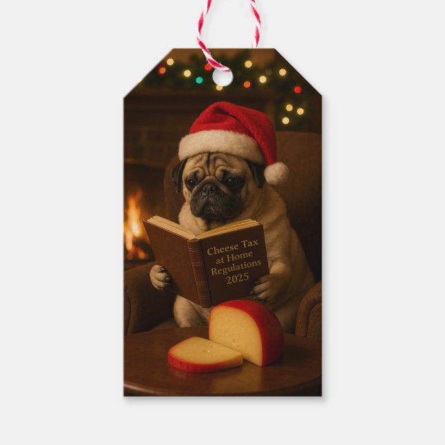 Christmas Pug Christmas gift bag Presentetikett (Framsidan)
