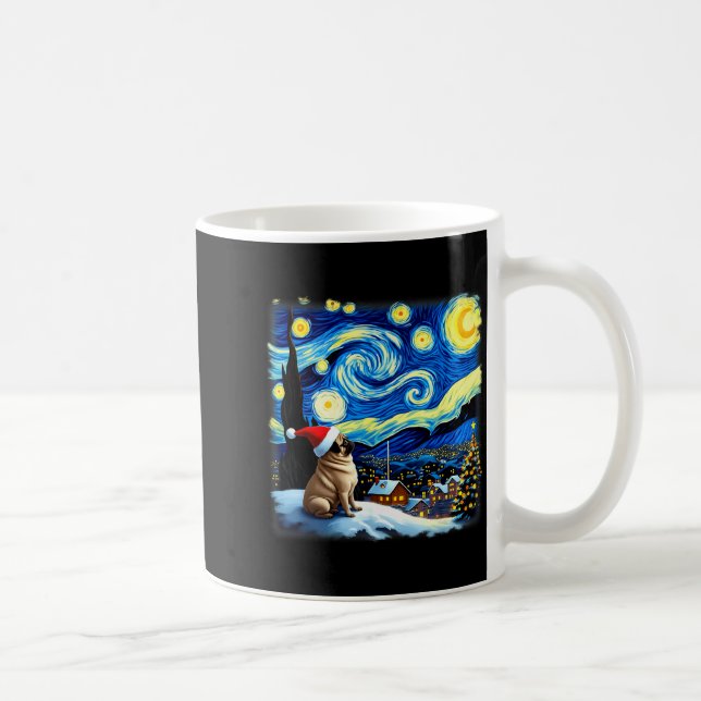 Christmas Pug Starry Night  Kaffemugg (Höger)