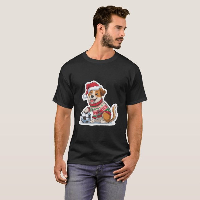 Christmas Puppy with Soccer Ball T Shirt (Hel framsida)