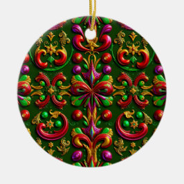 CHRISTMAS Purple Gold Green 3D Ribbons ~ Julgransprydnad Keramik