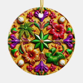 CHRISTMAS Purple Yellow Red Green 3D Julgransprydnad Keramik