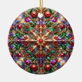 CHRISTMAS Purple Yellow Red Green 3D Julgransprydnad Keramik