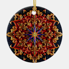 CHRISTMAS Purple Yellow Red Green 3D Star ~ Julgransprydnad Keramik