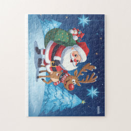 Christmas puzzle with Santa Clause and reindeer Pussel