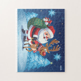 Christmas puzzle with Santa Clause and reindeer Pussel
