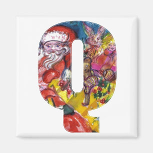 CHRISTMAS Q BREV / SANTA MED GIFTS MONOGRAM MAGNET
