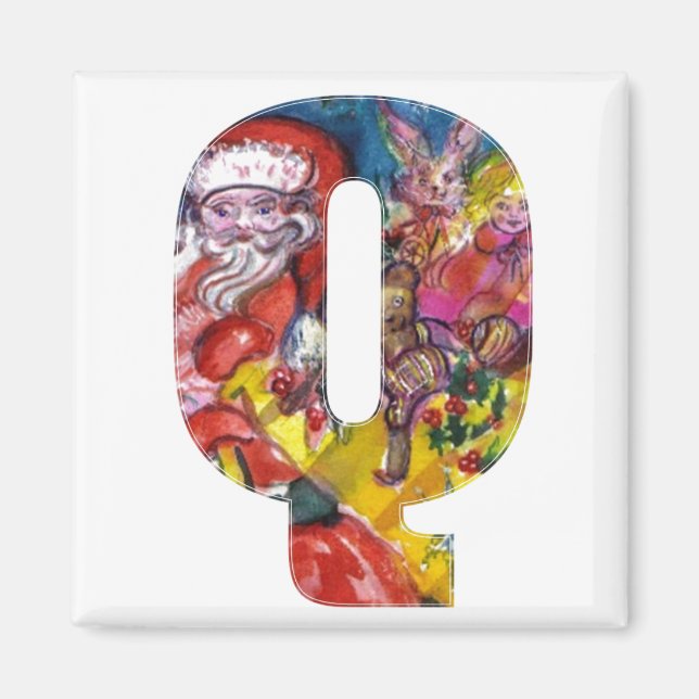 CHRISTMAS Q BREV / SANTA MED GIFTS MONOGRAM MAGNET (Framsidan)