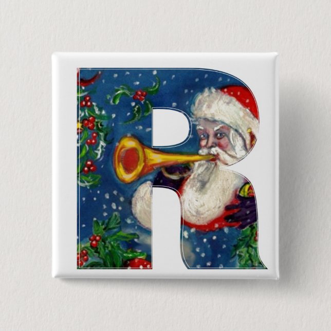 CHRISTMAS R BREV / SANTA BUGLER MONOGRAM KNAPP (Framsida)