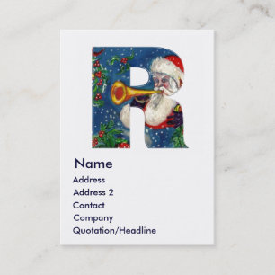 CHRISTMAS R BREV / SANTA BUGLER MONOGRAM VISITKORT