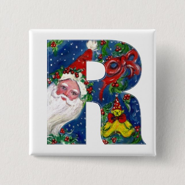 CHRISTMAS R BREV / SANTA RED RIBBON MONOGRAM KNAPP (Framsida)