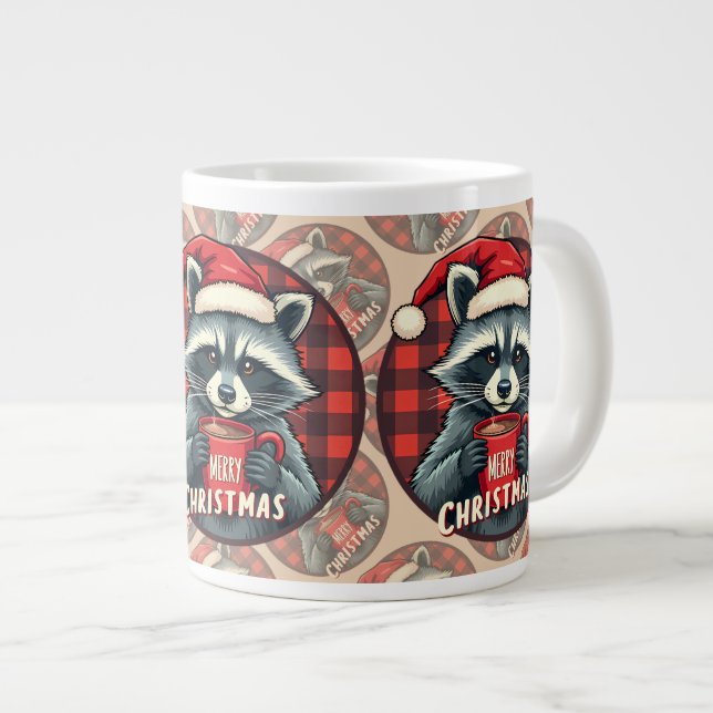 Christmas Raccoon Cocoa Cheer Jumbo Mugg (Framsida höger)