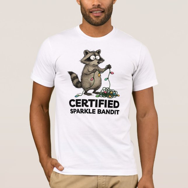 Christmas Raccoon holiday certified sparkle bandit T Shirt (Framsida)