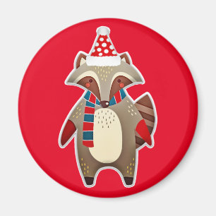 christmas raccoon magnet