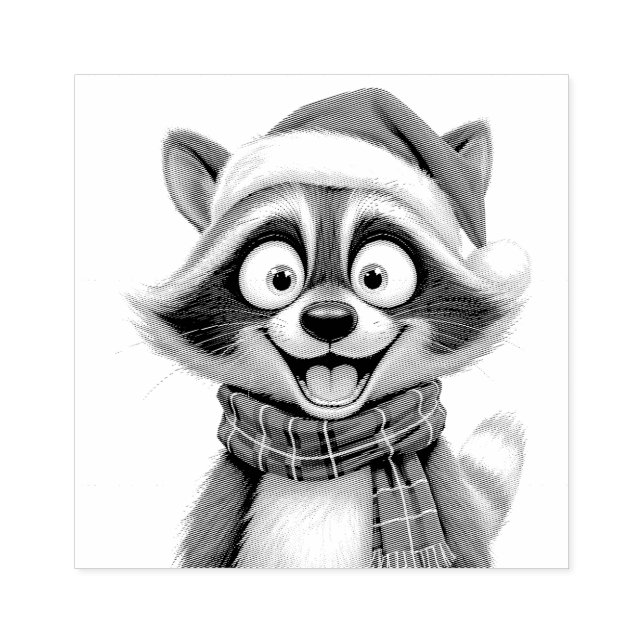 Christmas Raccoon Stämpel (Tryck)