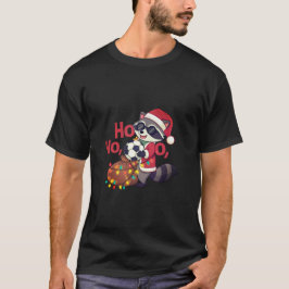 Christmas raccoon stealing a soccer ball t shirt