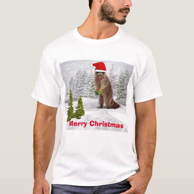 Christmas Raccoon T-Shirt (Framsida)