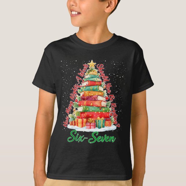 Christmas Reading 67 Six Seven Meme Teacher Book L T Shirt (Framsida)