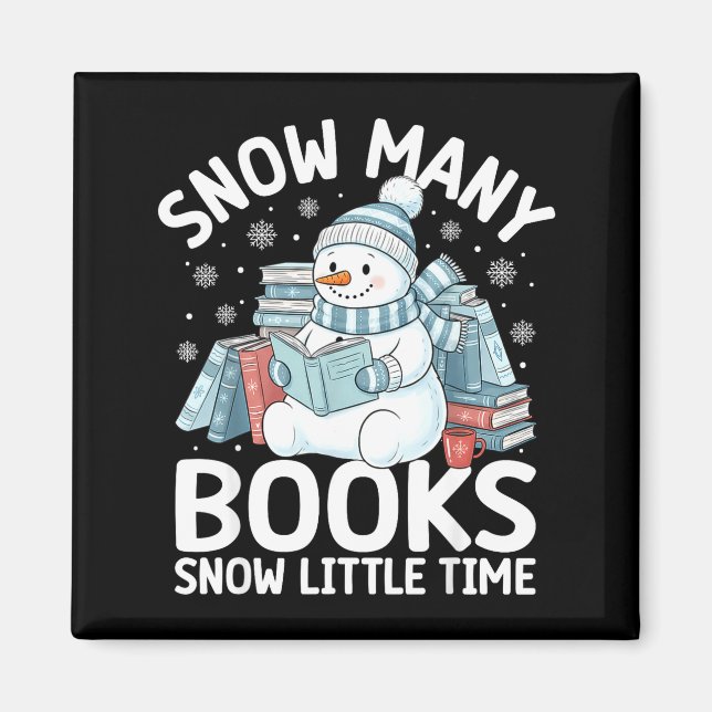 Christmas Reading Snowman So Many Books Men Women  Magnet (Framsidan)
