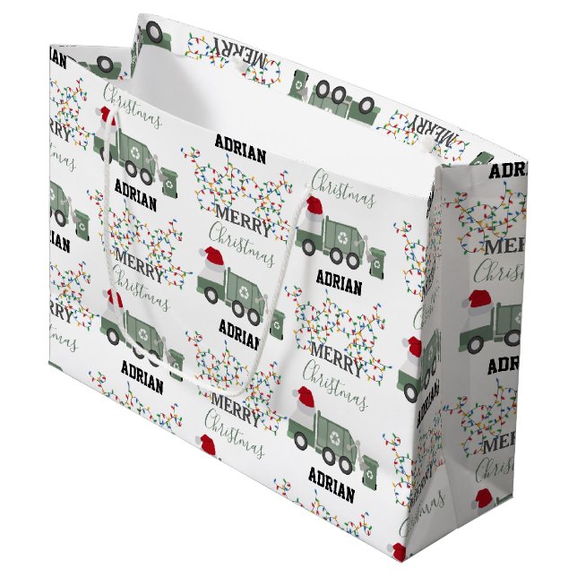 Christmas Recycling Garbage Truck Custom Name  (Framsidan Vinklad)