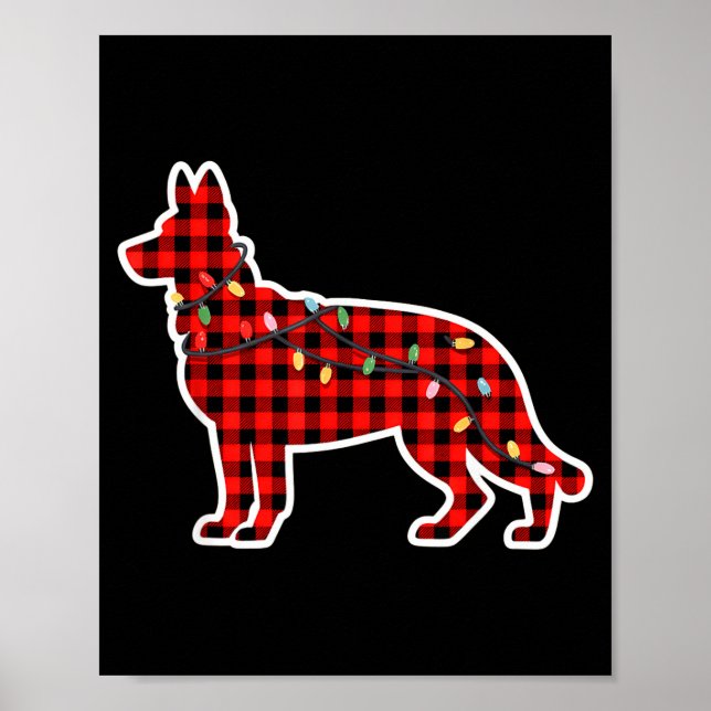 Christmas Red And Black Buffalo Plaid German Sheph Poster (Framsidan)