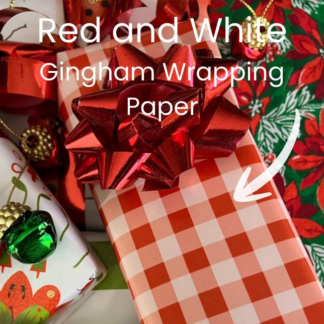 Christmas Red and White Gingham Presentpapper (Skapare uppladdad)