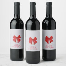 Christmas Red Bow Labels | Food & Beverage Set