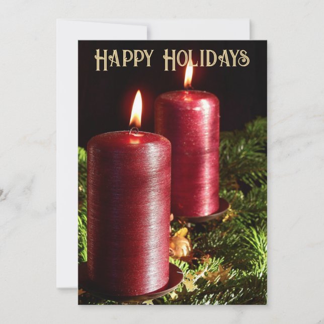 Christmas Red Candles Winter Holidays Julkort (Framsida)