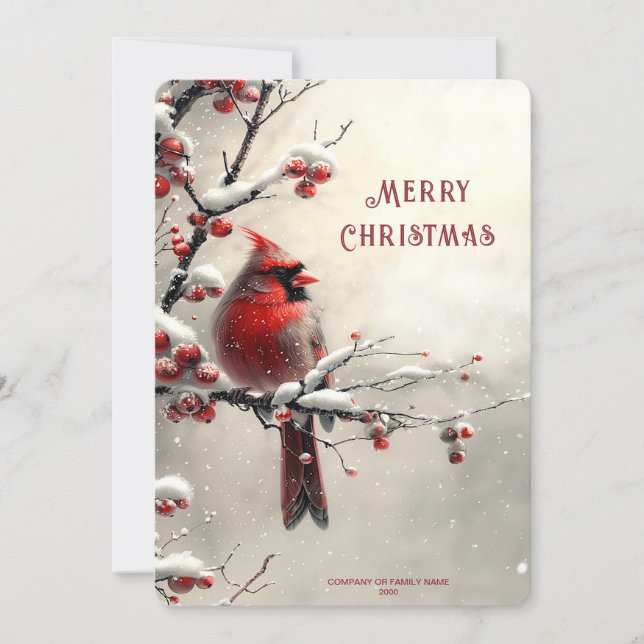 Christmas Red Cardinal Holiday Card Julkort (Framsida)